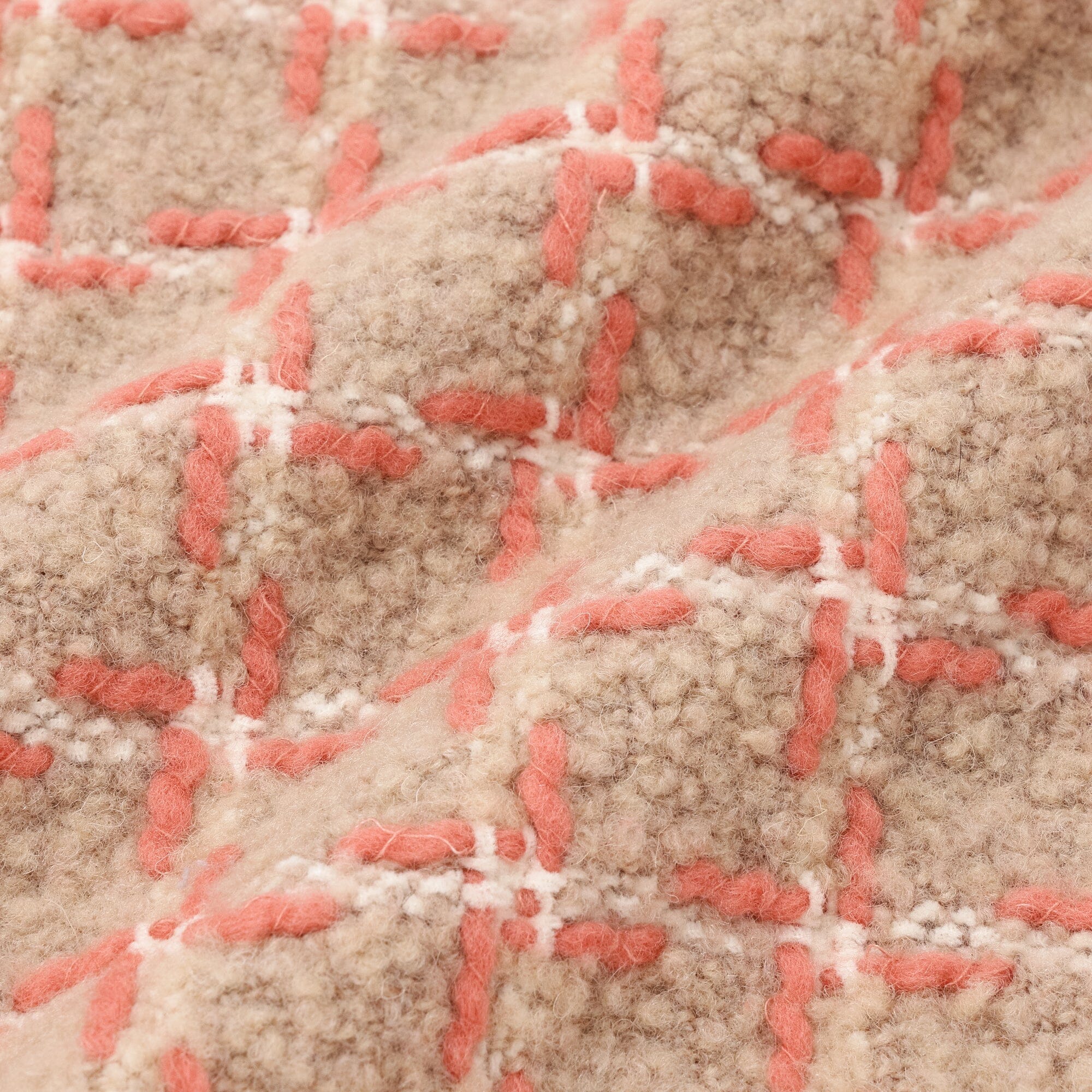 Tassel Check Cushion Cover 450 X 450  Beige X Pink