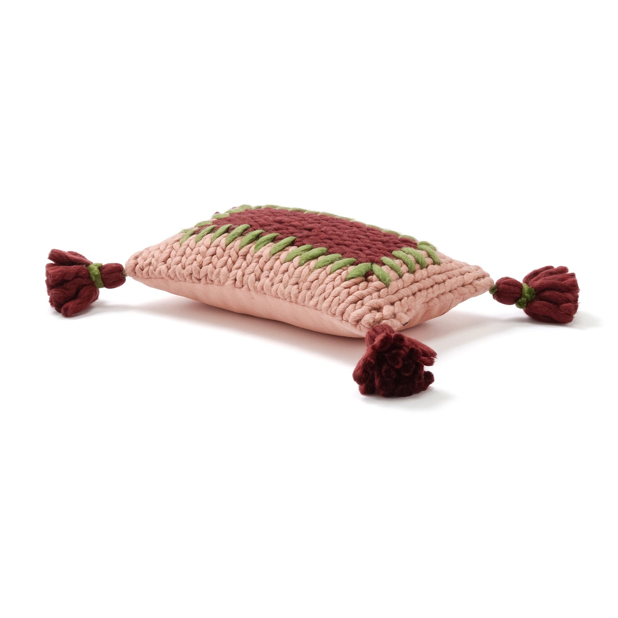 Chunky Knit Cushion Cover 450 X 250  Pink X Dark Red