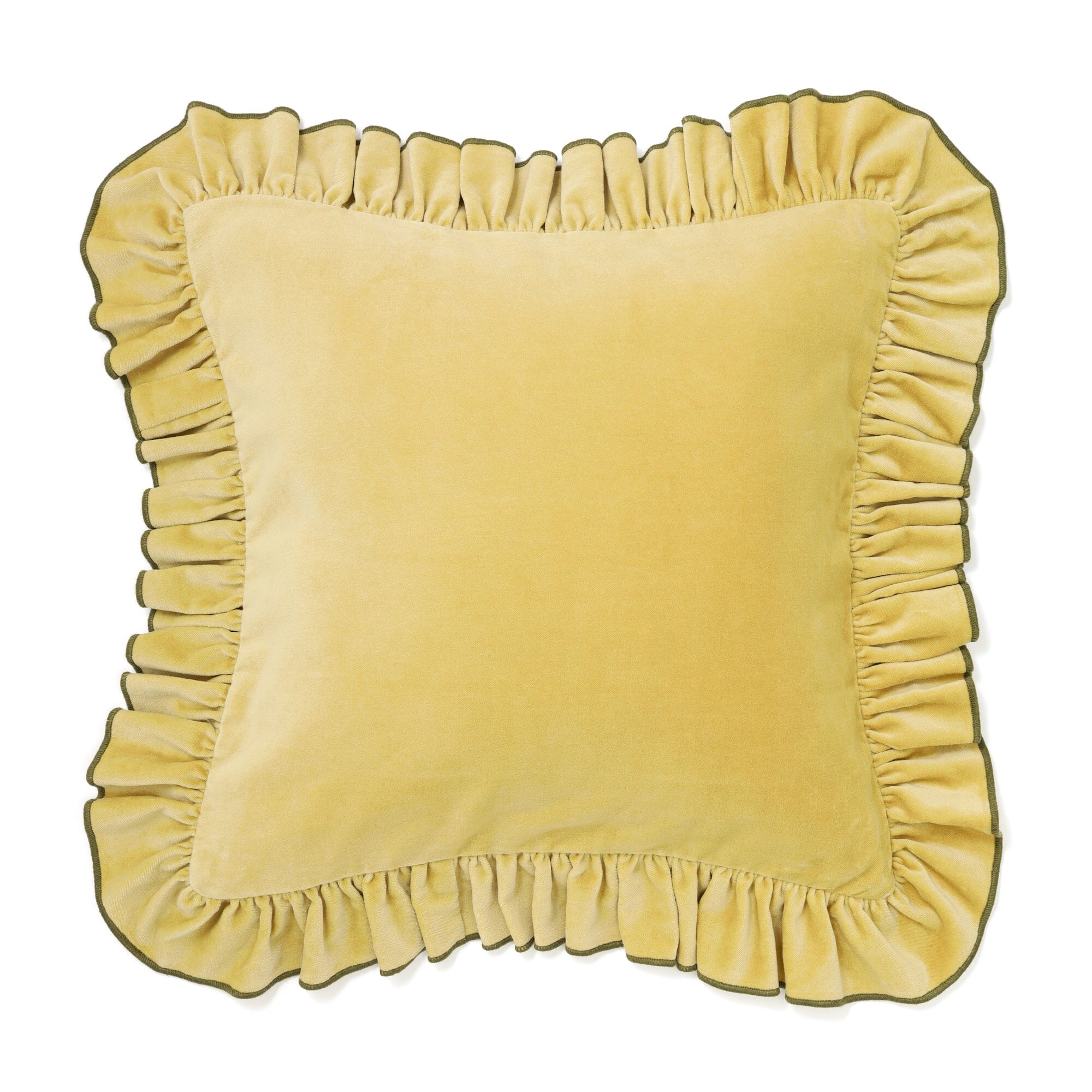 Velvet Frill Cushion Cover 450 X 450  Yellow