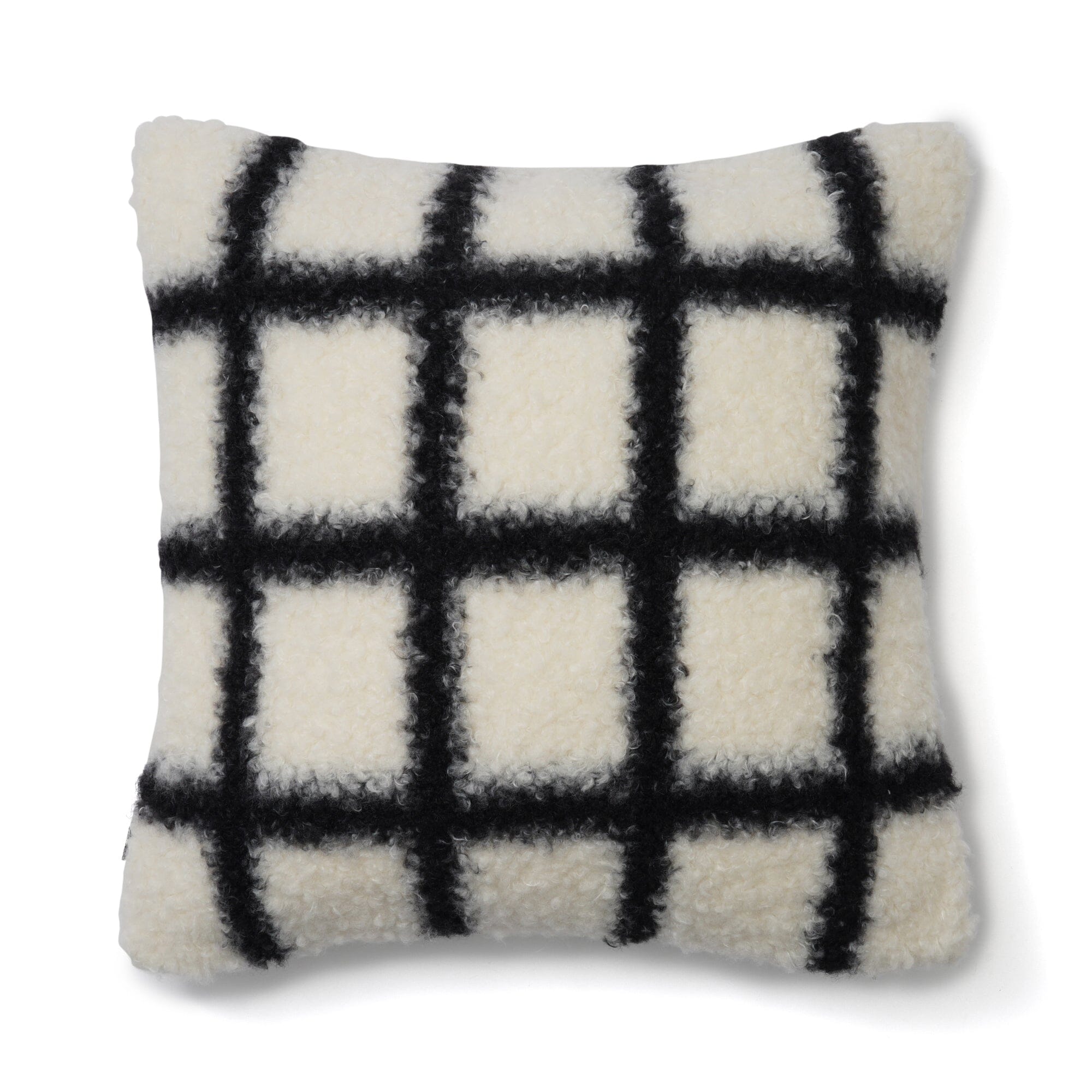 Checked Boa Cushion Cover 450 X 450 White