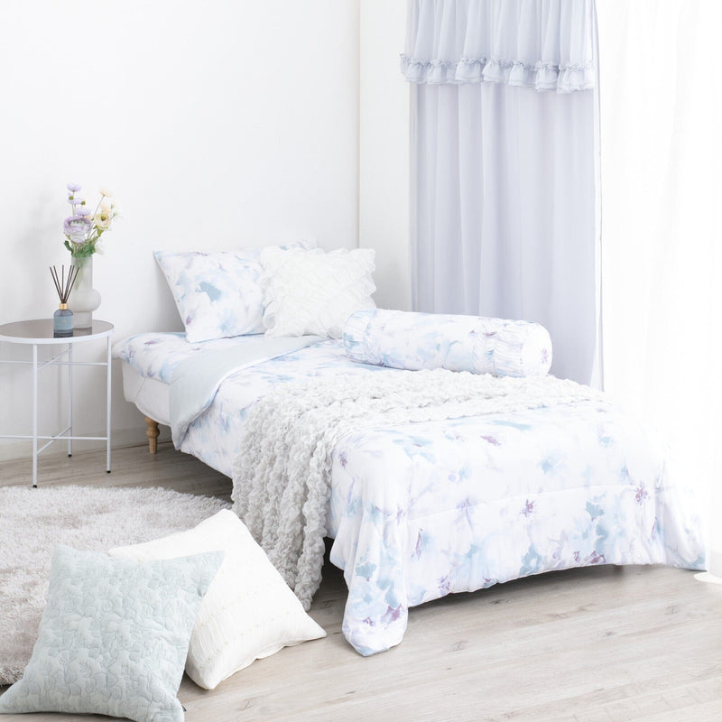 FUWARO 涼感枕頭套 經典花圖案 700×500 藍色