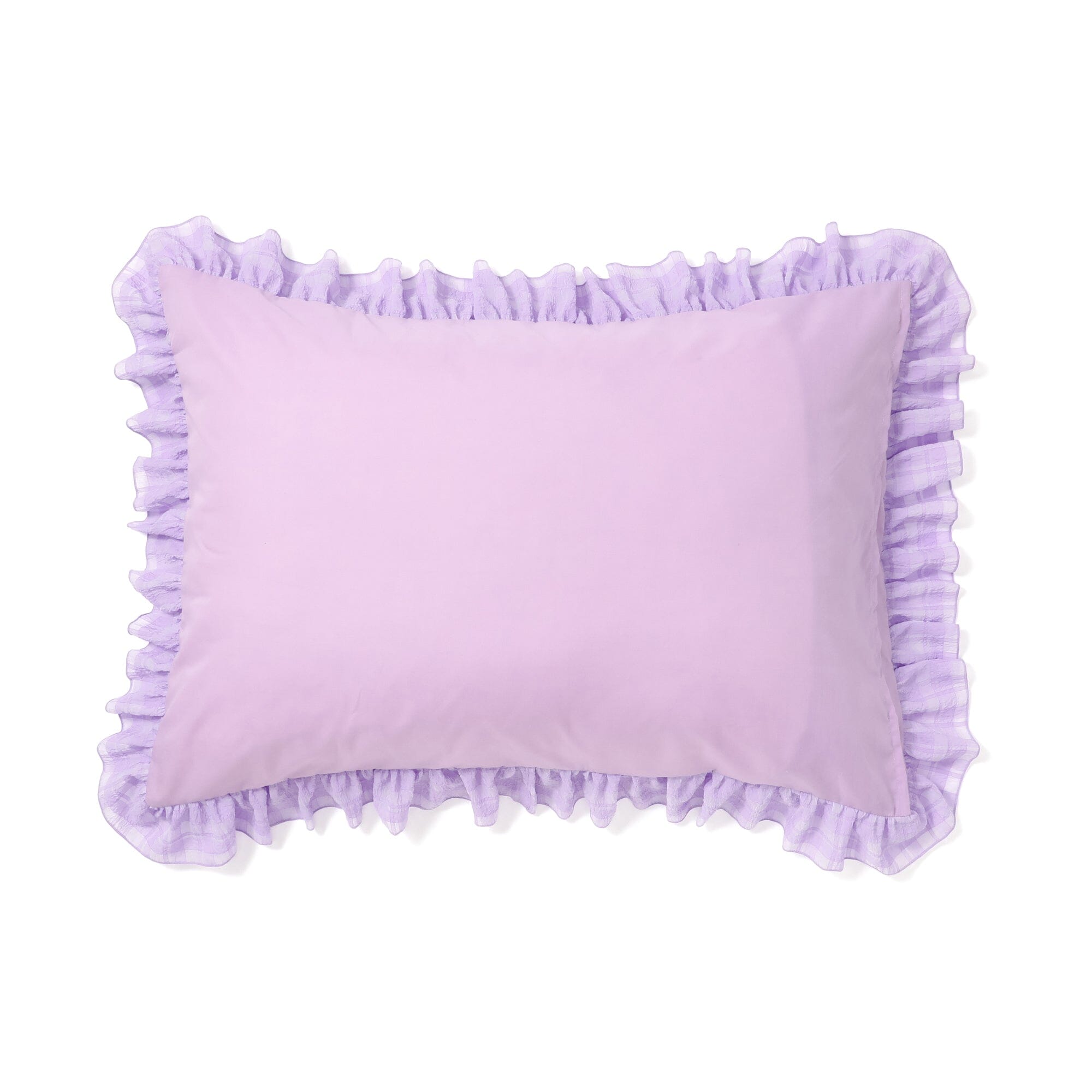 Sheer Check Ruffle Pillowcase 700 X 500 Purple