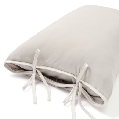 Cica Satin Ribbon Pillowcase 700 X 500 Gray x Beige