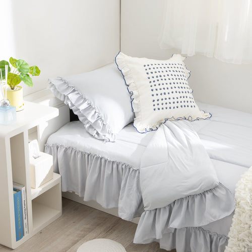Fuwaro Cooling Pillow Cover  Frill Gray