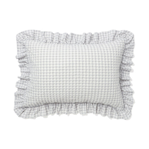 Fuwaro Cooling Pillow Cover Frill Check White X Gray