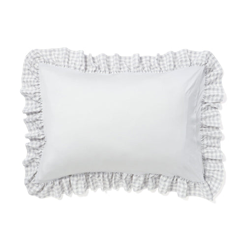 Fuwaro Cooling Pillow Cover Frill Check White X Gray