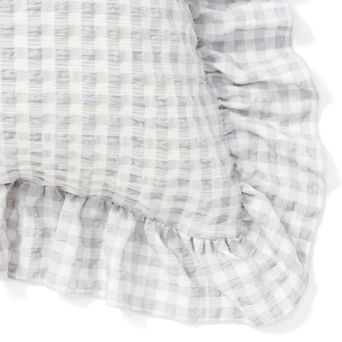 Fuwaro Cooling Pillow Cover Frill Check White X Gray