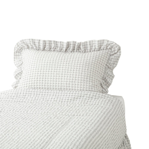 Fuwaro Cooling Pillow Cover Frill Check White X Gray