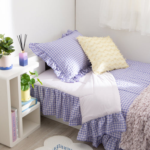 Fuwaro Cooling Pillow Cover Frill Check Pink X Purple