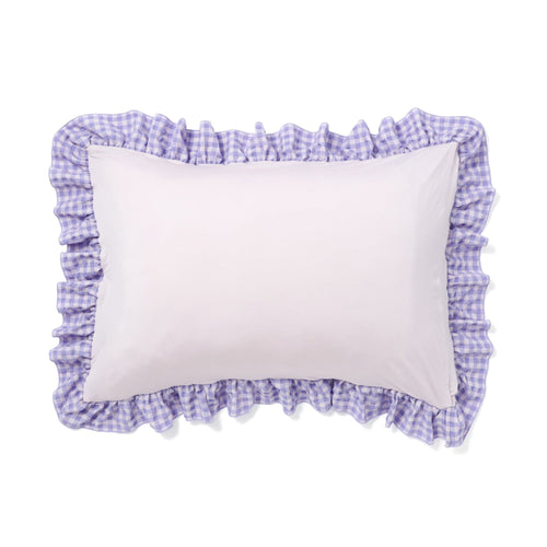 Fuwaro Cooling Pillow Cover Frill Check Pink X Purple