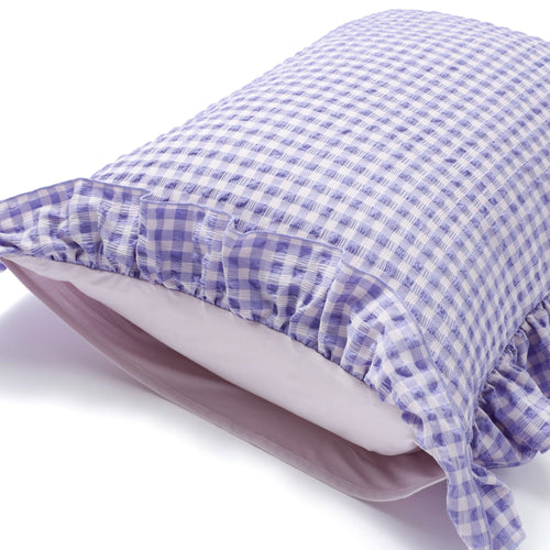 Fuwaro Cooling Pillow Cover Frill Check Pink X Purple