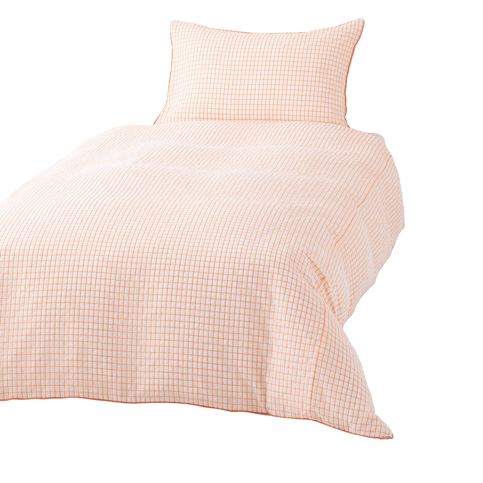 Sheer Check Comforter Single White X Orange