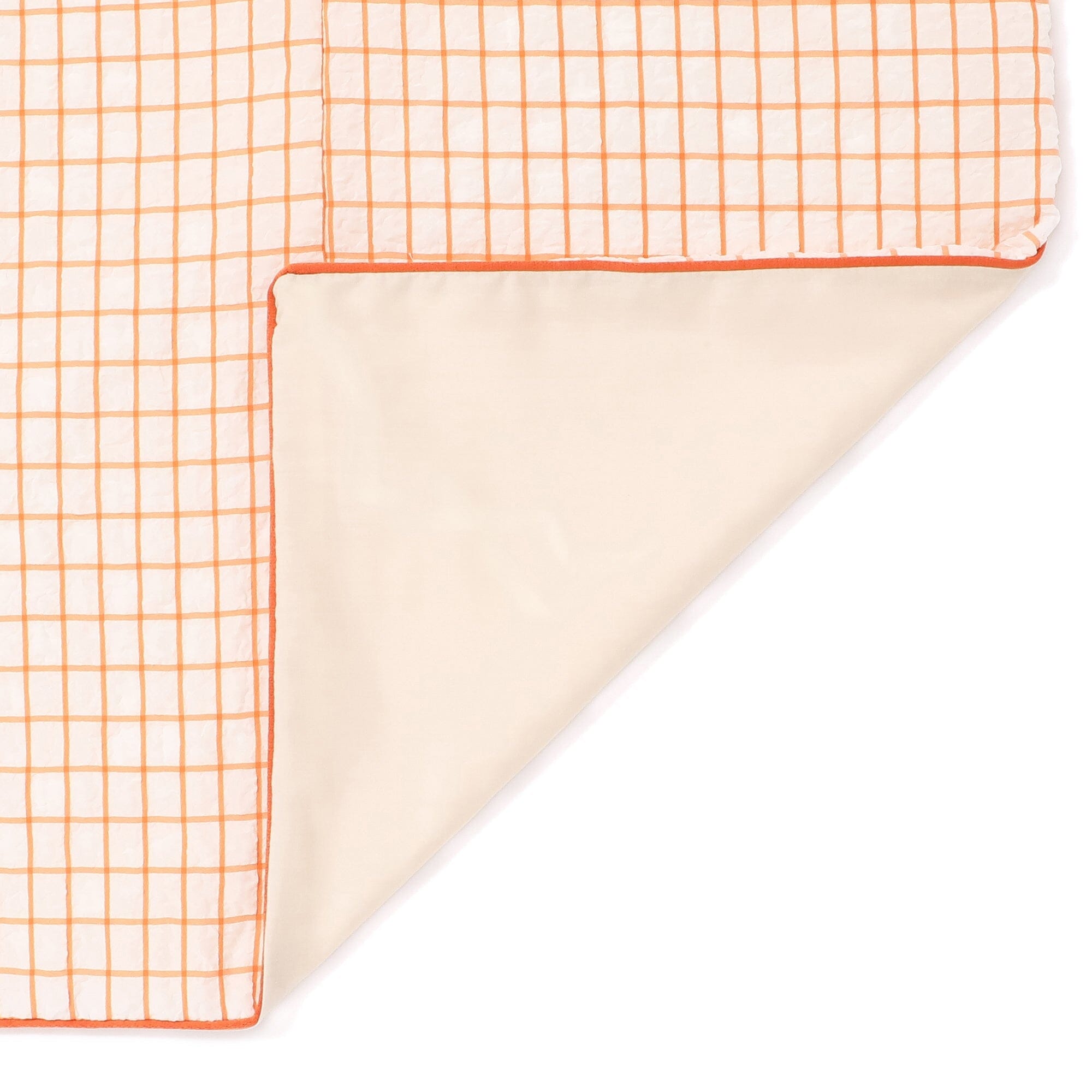 Sheer Check Comforter Single White X Orange