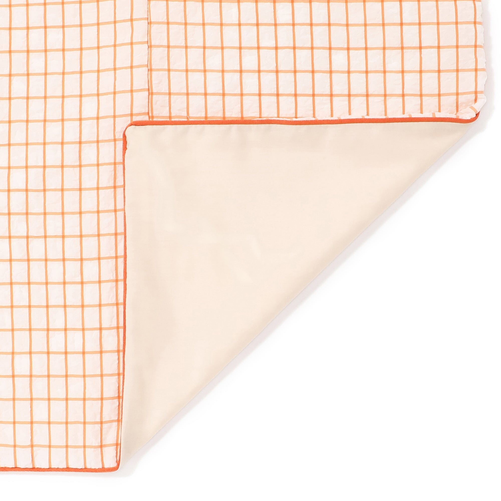 Sheer Check Comforter Double Size White X Orange