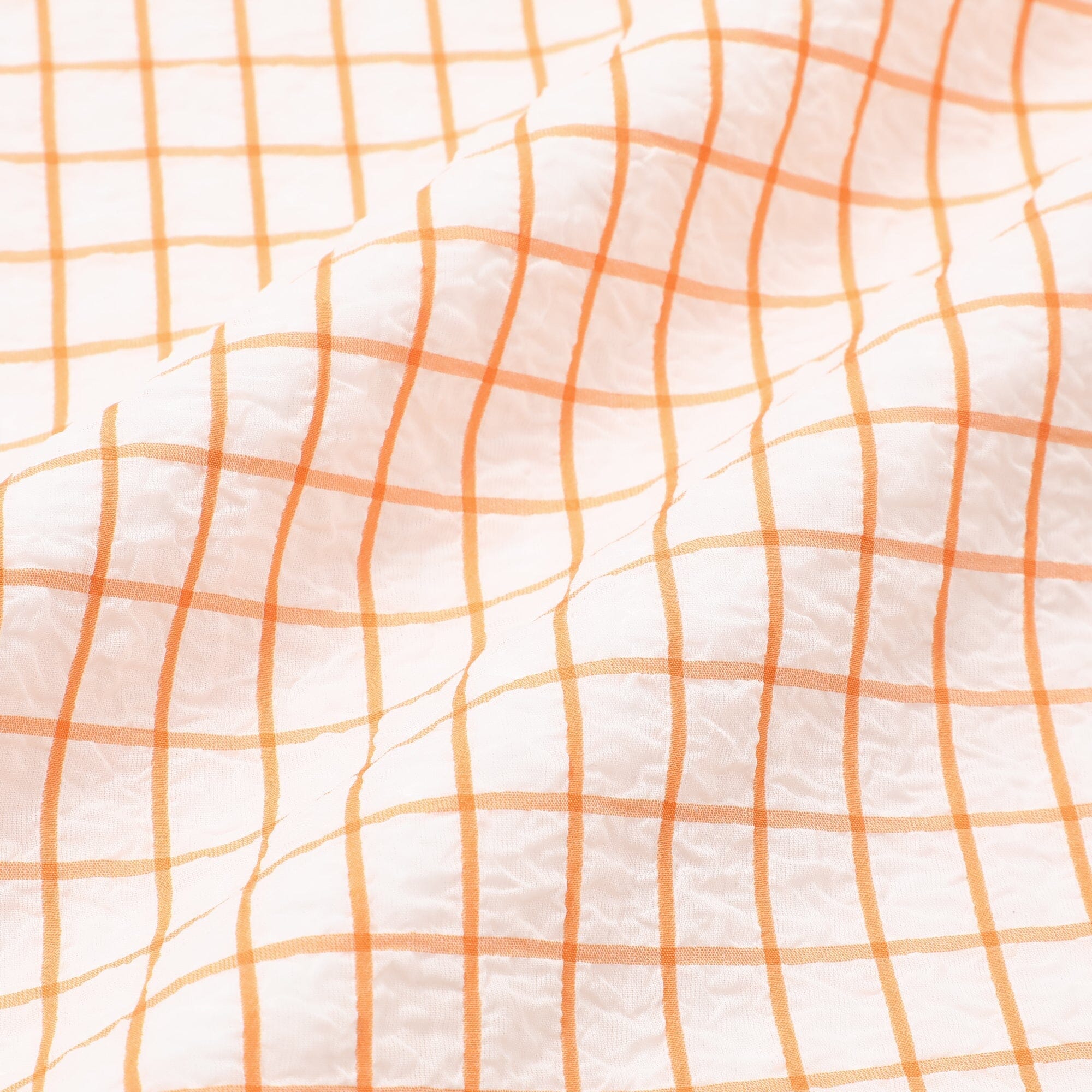Sheer Check Comforter Double Size White X Orange