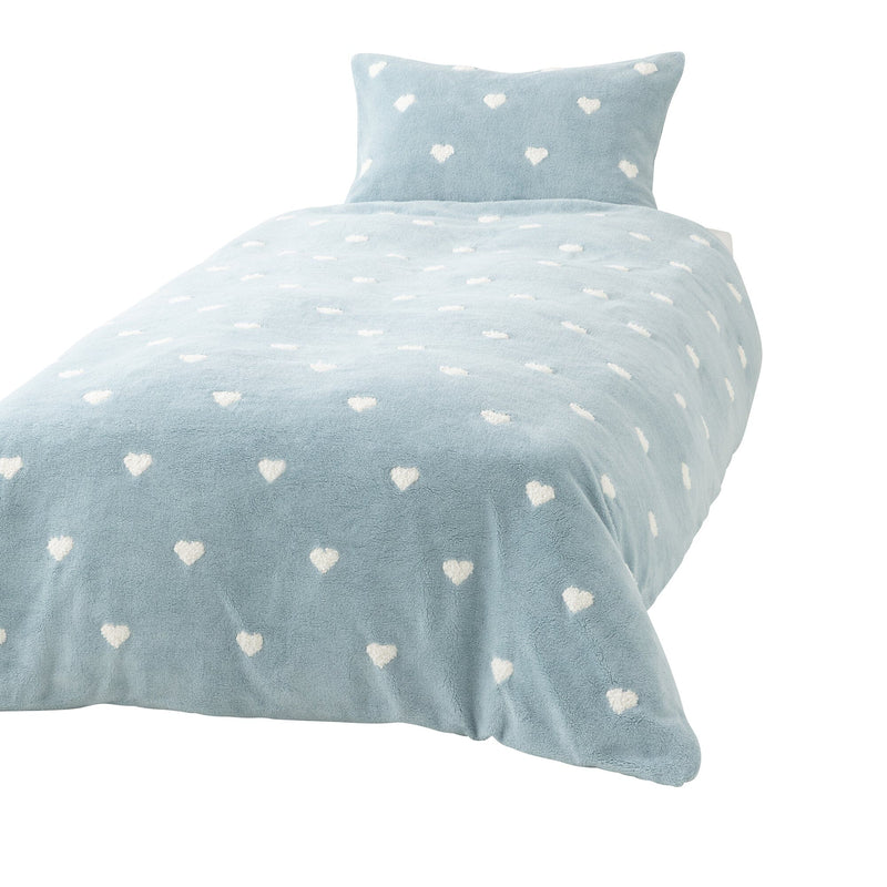 Warmy Heart Duvet Cover Double Blue