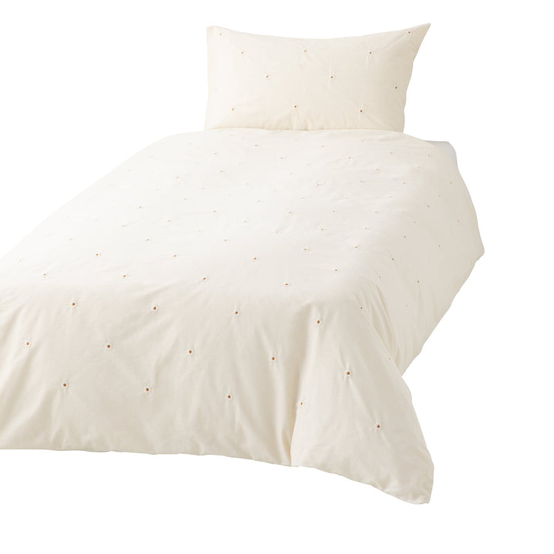 Daisy Embroidery Comforter Case Single Ivory