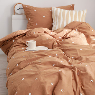 Daisy Embroidery Comforter Case Single Beige