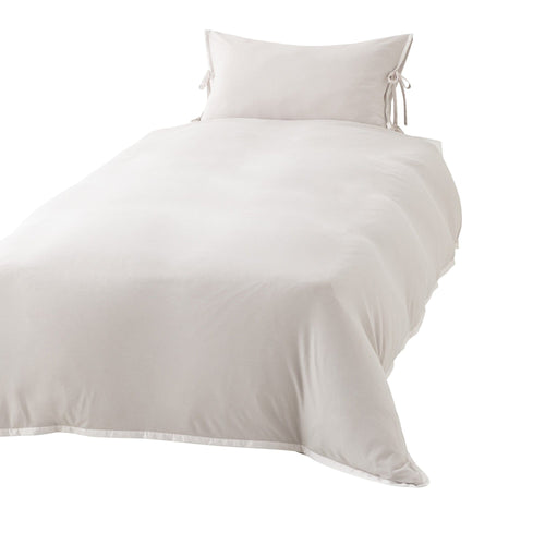 Cica Satin Ribbon Duvet Cover Double Gray x Beige
