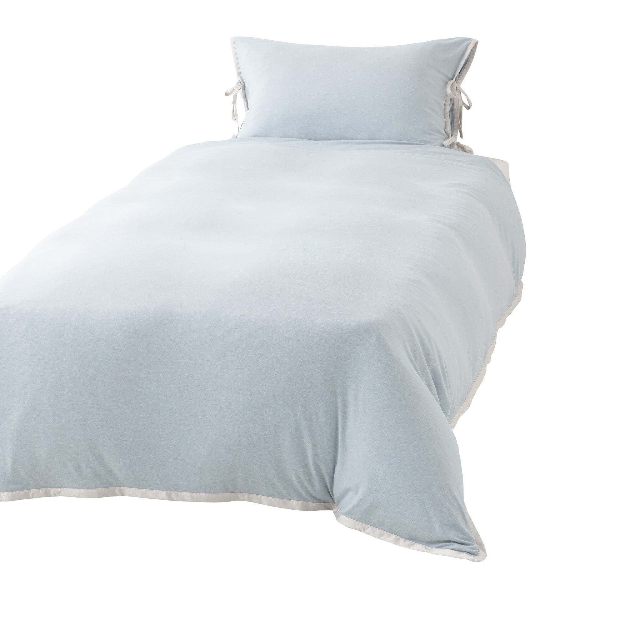 Cica Satin Ribbon Duvet Cover Double Blue