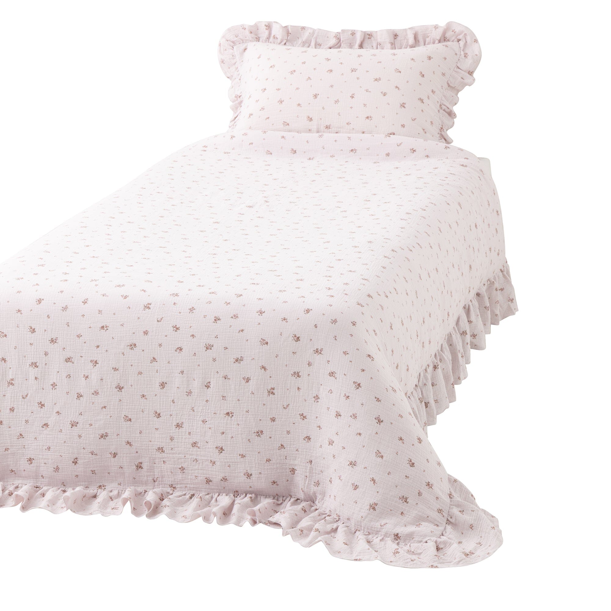 Frill Gauze Small Flower Comforter Case Single Pink