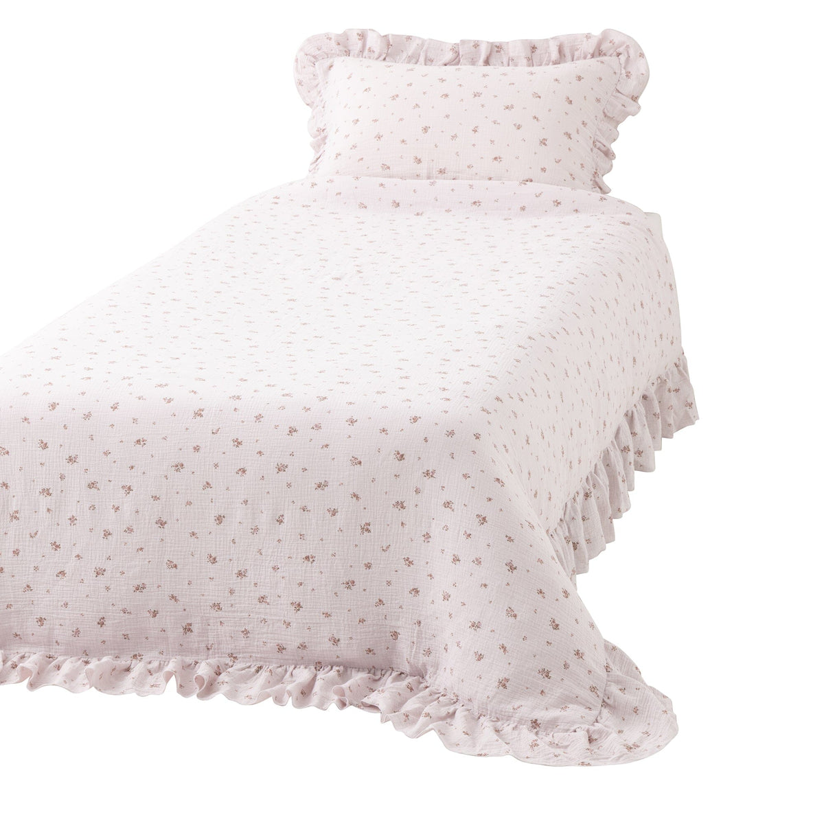 Frill Gauze Small Flower Comforter Case Single Pink