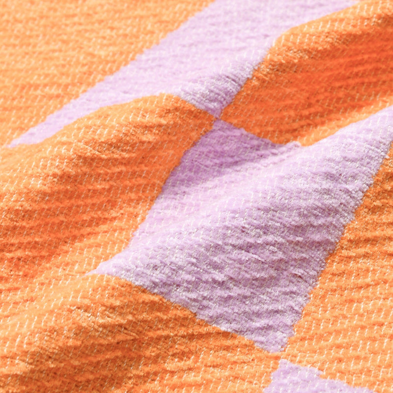 棋盤格紋毛毯中號紫色X橙色
