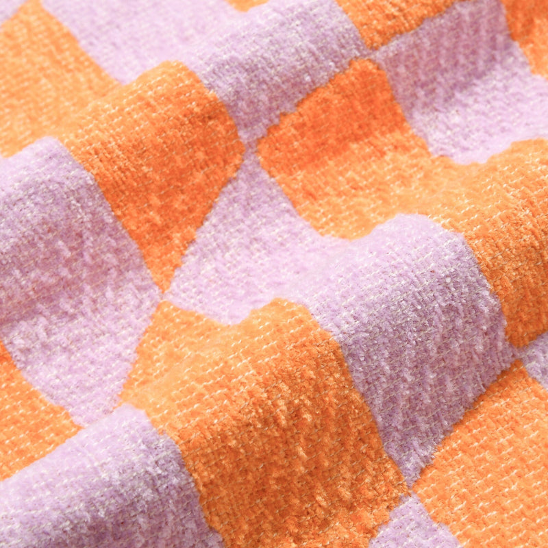 棋盤格紋毛毯小號紫色X橙色