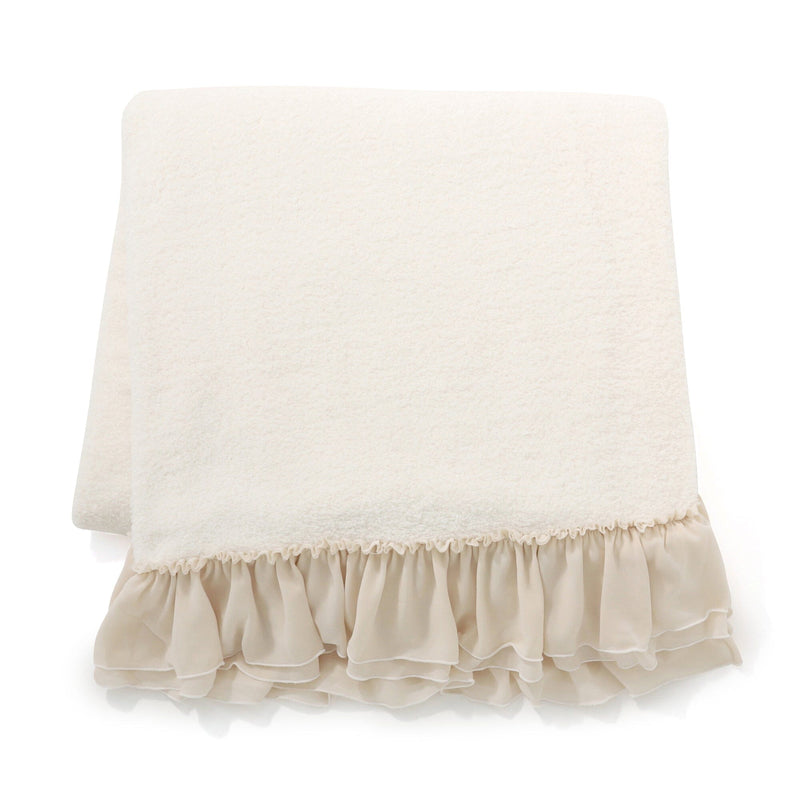 Fuwamoko frill throw (lap blanket) 1700 x 1300 Ivory