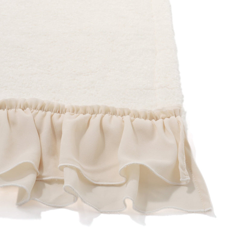 Fuwamoko frill throw (lap blanket) 1700 x 1300 Ivory