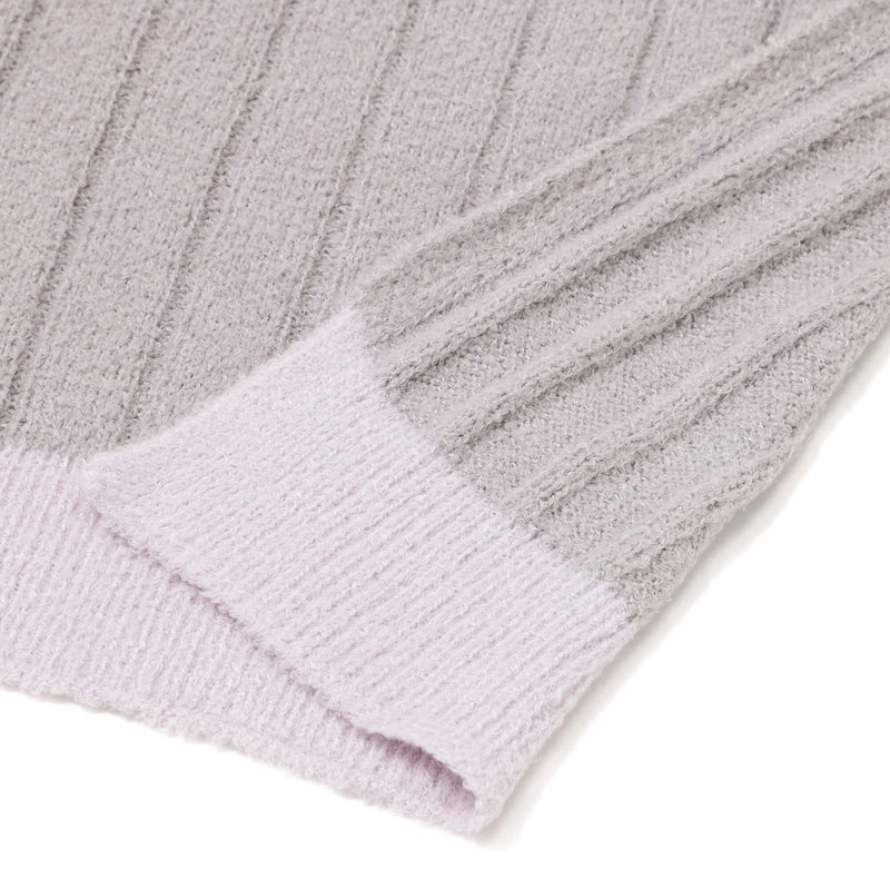 Melting bicolor knit throw (lap blanket) 1700 x 1000 Purple x light purple