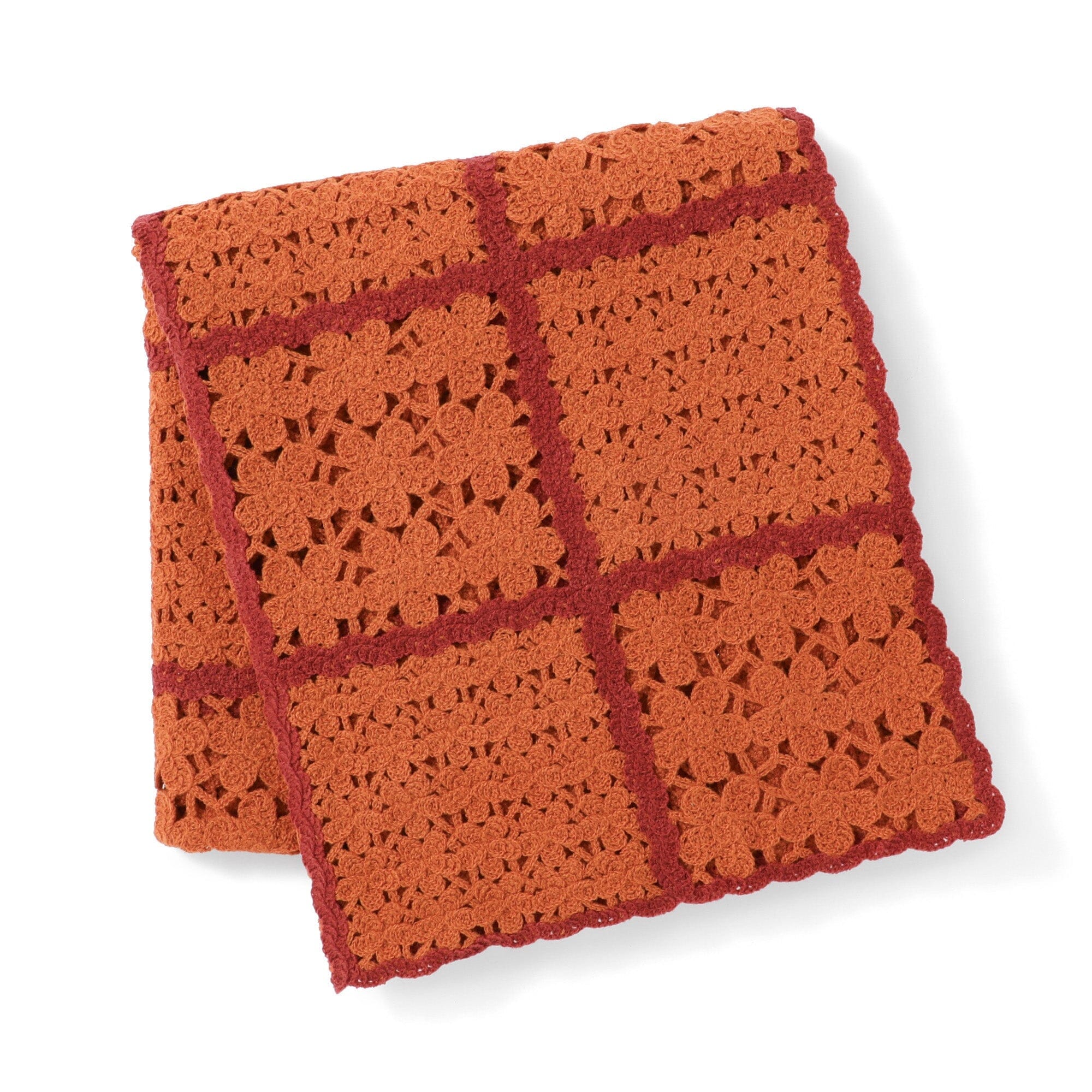 Autumn Flower Crochet Throw (Lap Blanket) 1000x1500mm Orange