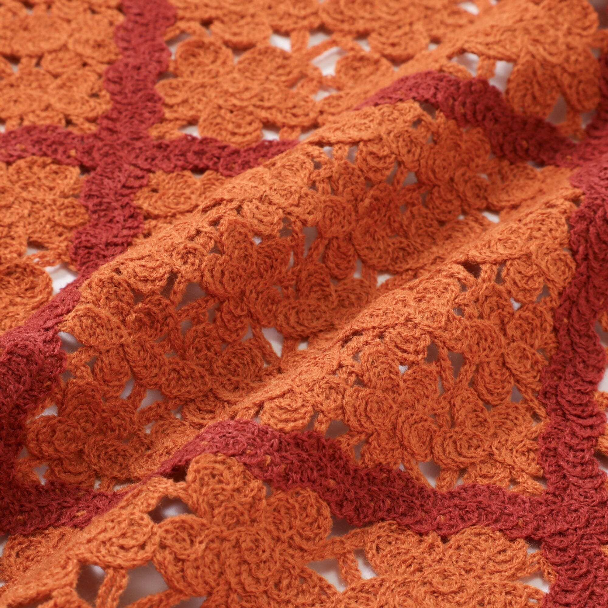 Autumn Flower Crochet Throw (Lap Blanket) 1000x1500mm Orange