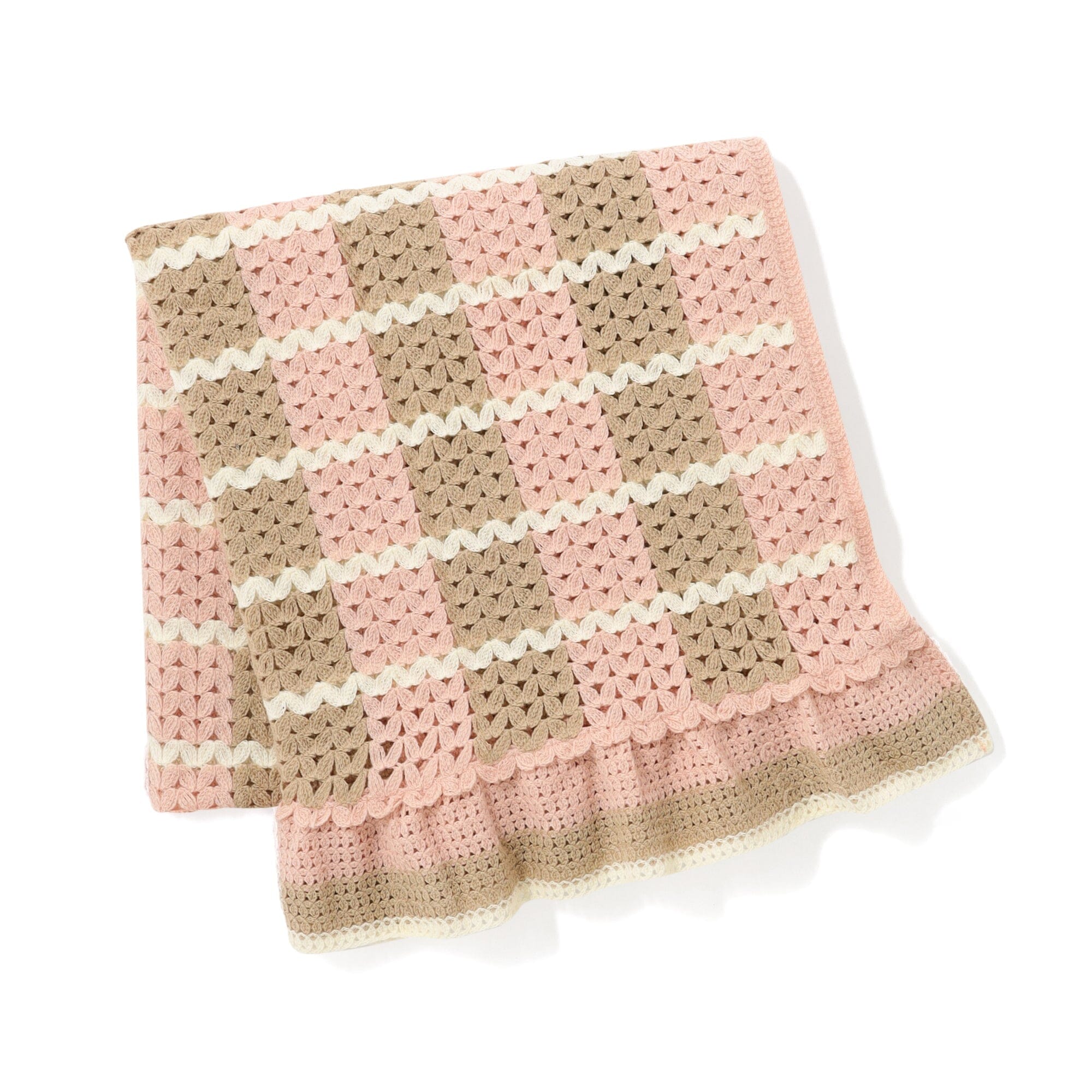 Frill Crochet Throw 1300 X 1000  Pink X Beige