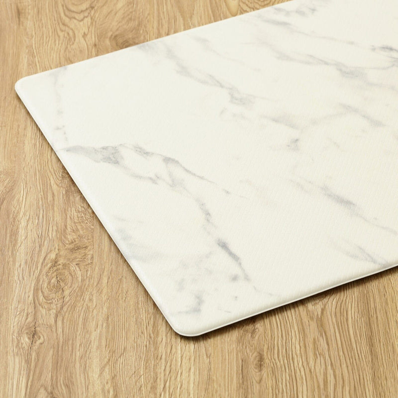 PVC Kitchen Mat Marble Large White X Gray