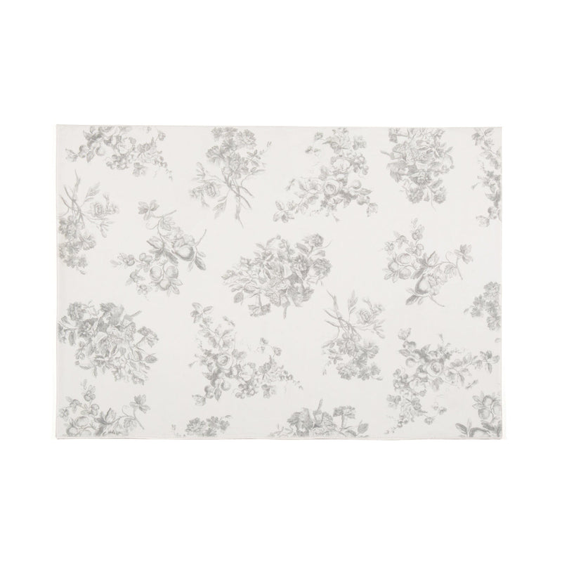 DESIGN 印花地毯經典花圖案小號淺灰色