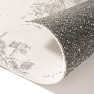 DESIGN 印花地毯經典花圖案小號淺灰色