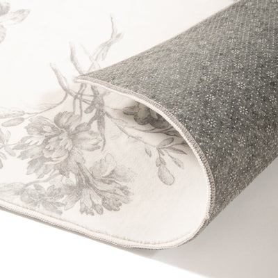 DESIGN 印花地毯經典花圖案中號淺灰色