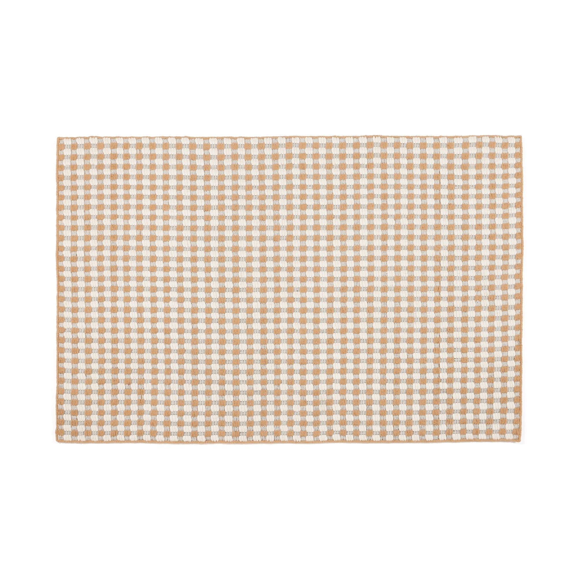 Wool-mix Checkered Rug Medium 2000 x 1400 White x Beige