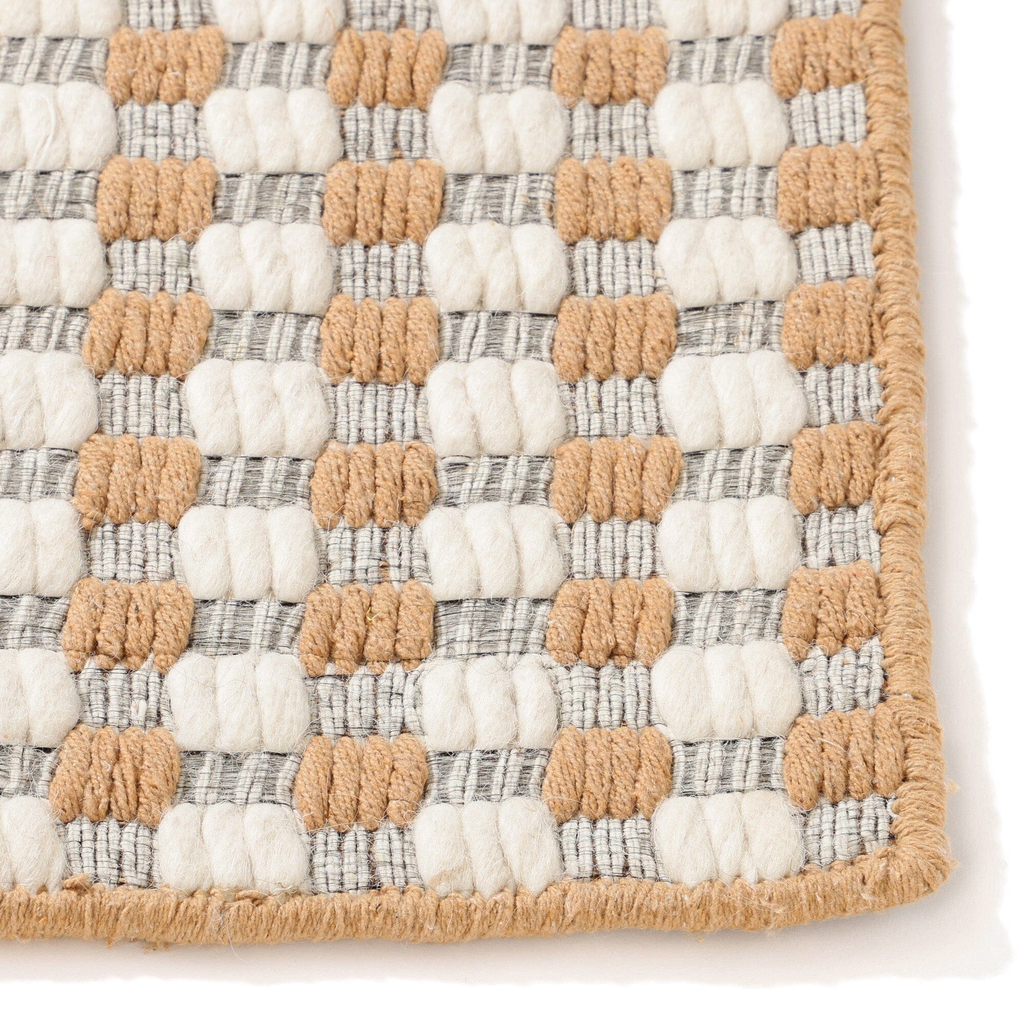 Wool-mix Checkered Rug Medium 2000 x 1400 White x Beige