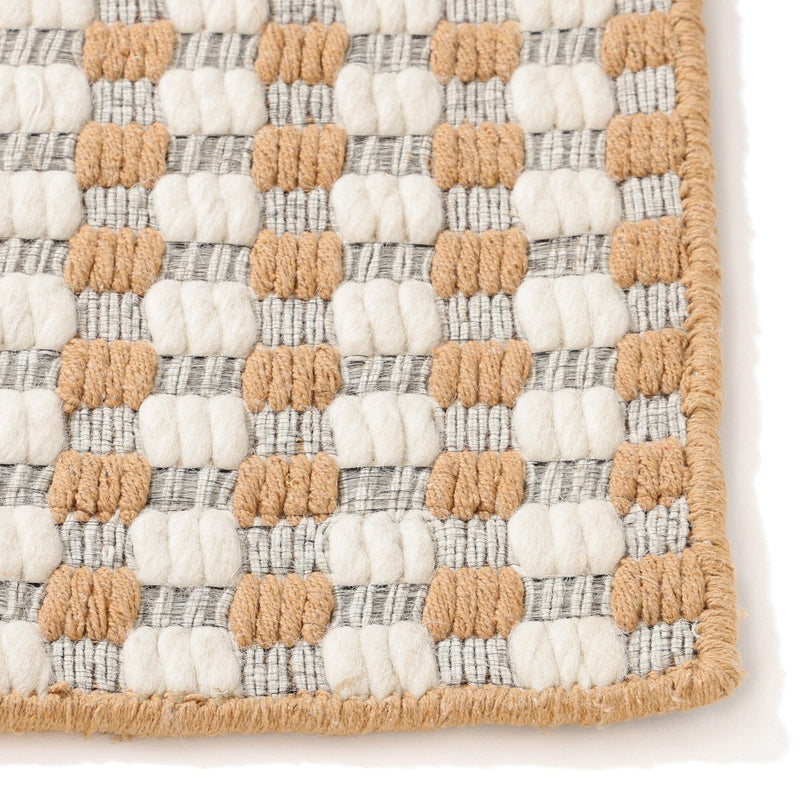 Wool-mix Checkered Rug Medium 2000 x 1400 White x Beige