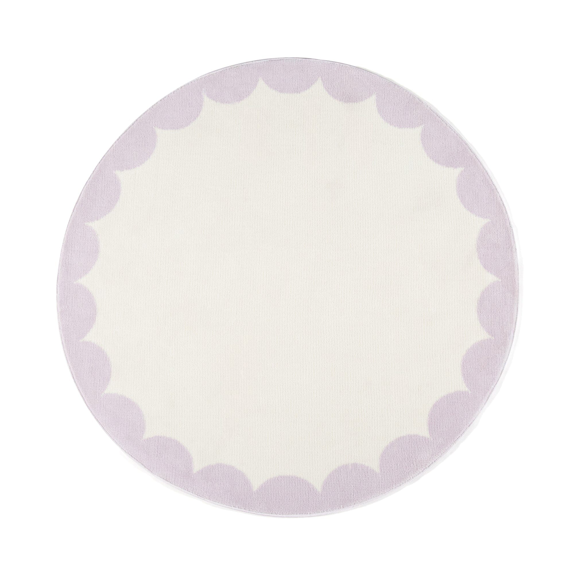 Scallop Frame Rug Φ1500 Light Purple X Ivory