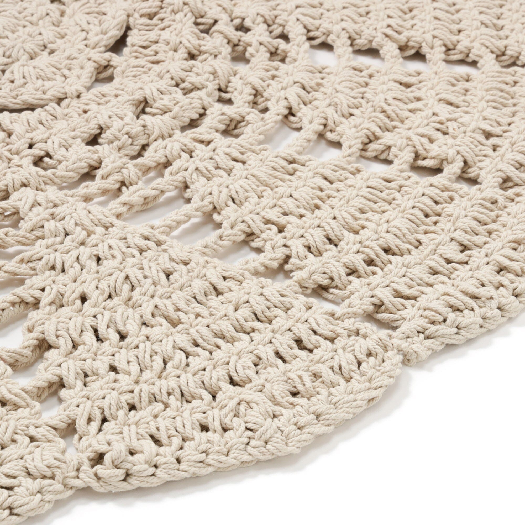 Flower Crochet Rug Φ100 Lighy Beige
