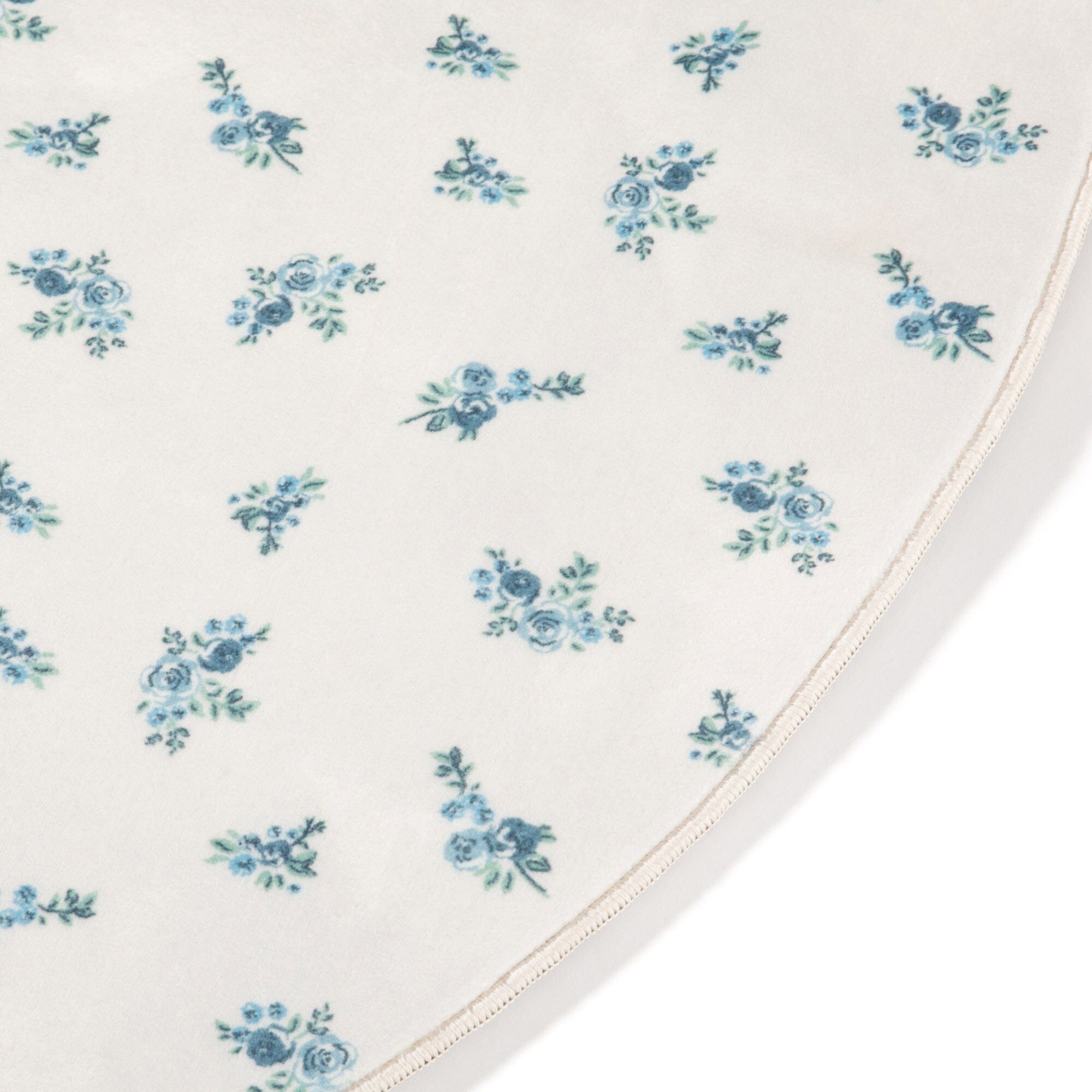 Design Print Round Rug Small Flower Pattern Φ1500  Blue