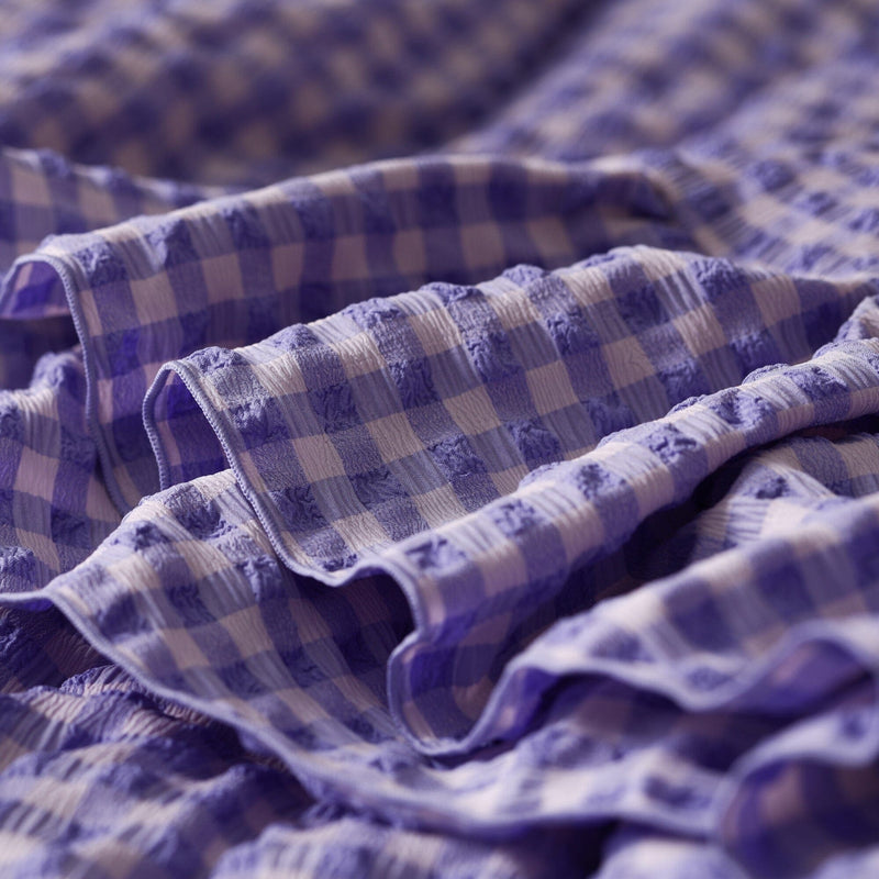 Fuwaro Cooling Quilt Frill Check Double Pink X Purple