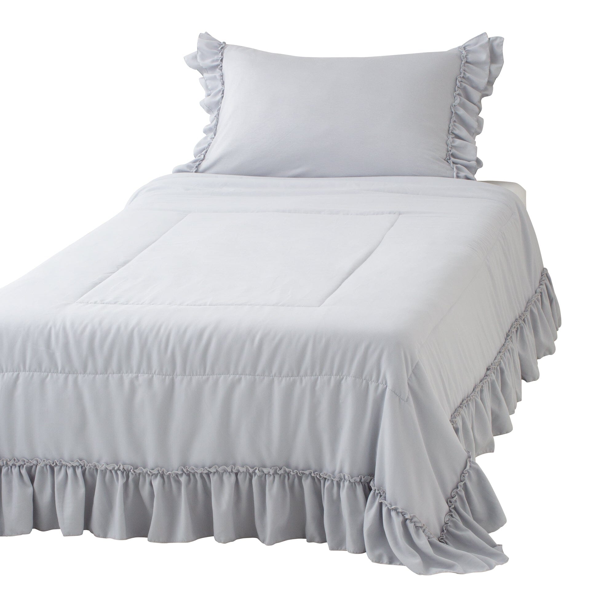 Fuwaro Cooling Quilt Frill Single Grey