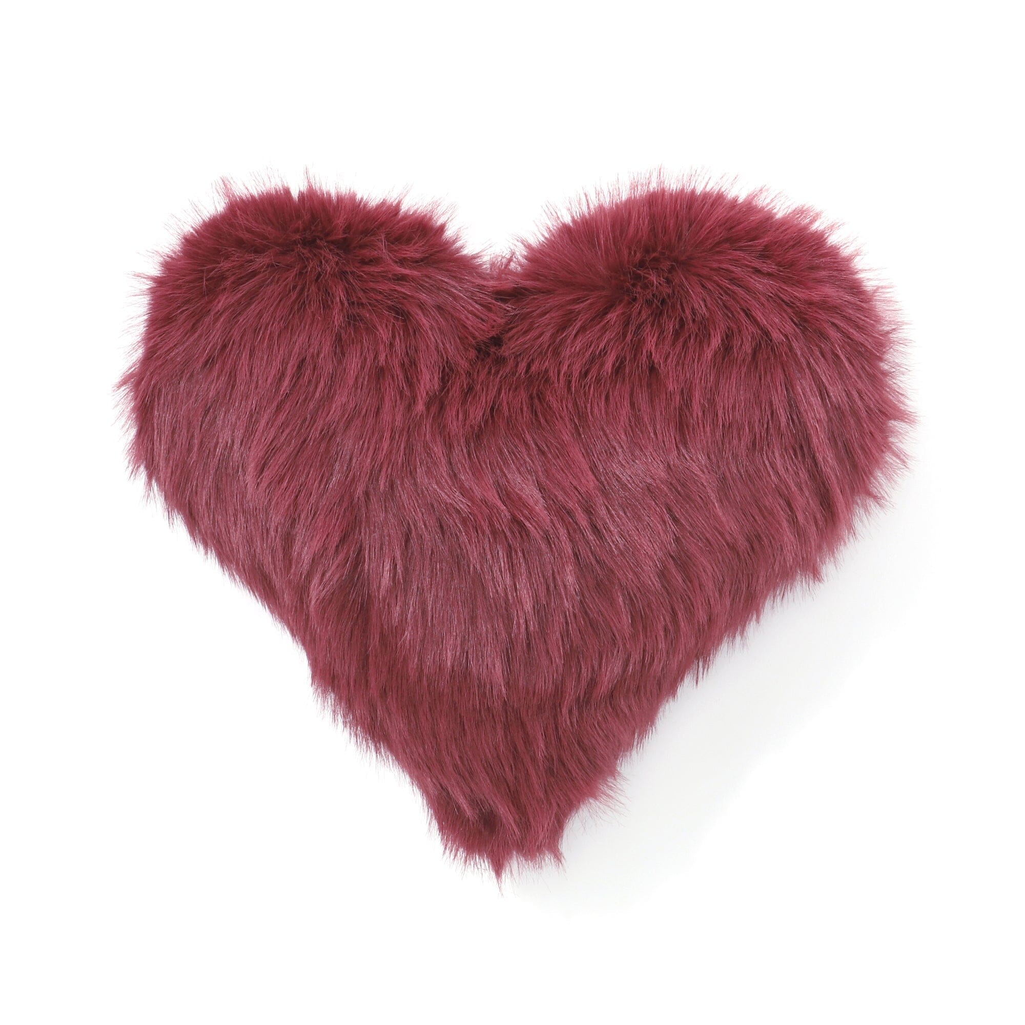 Fur Heart Cushion Small Red