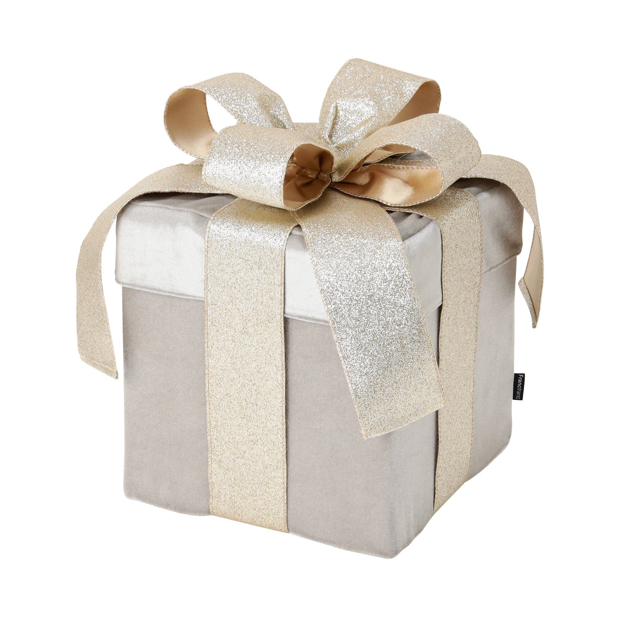 Decorative Box Cushion Light Gray X Gold