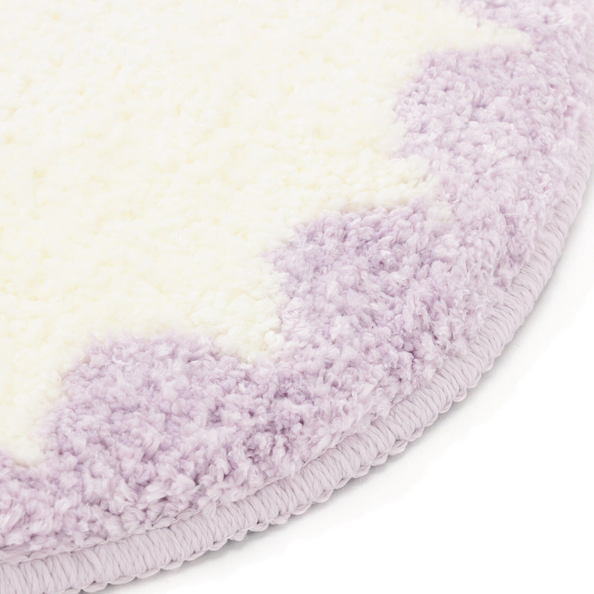 Scallop Frame Chair Pad Φ360 Light Purple X Ivory
