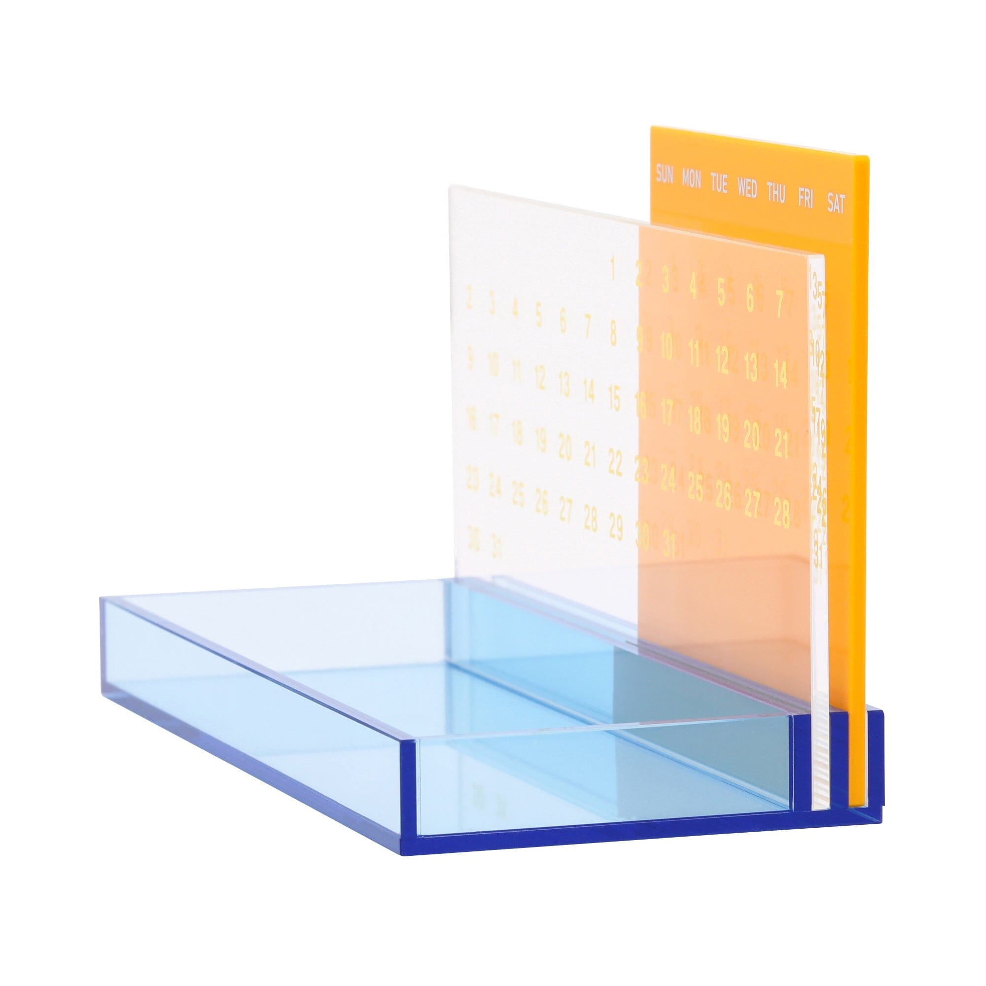 Acrylic Pen Tray Calendar Yellow X Light Blue